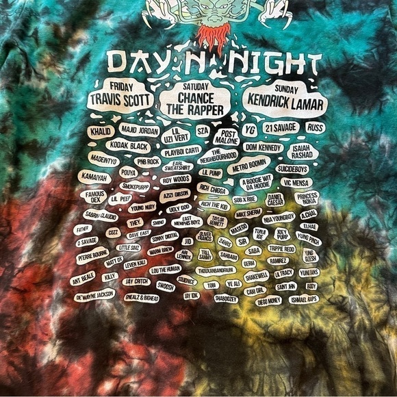 Day N Night 2017 Festival Tie Dye Hoodie size medium Lamar/Travis/Chance - Picture 11 of 16